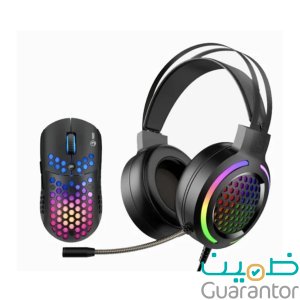 مارفو MH01 BK سماعة رأس وماوس للألعاب 2 في 1 بإضاءة ار جي بي - أسود